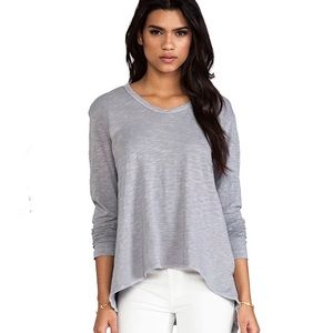 Wilt • Purple long-sleeve v-neck asymmetrical hem tee size XS